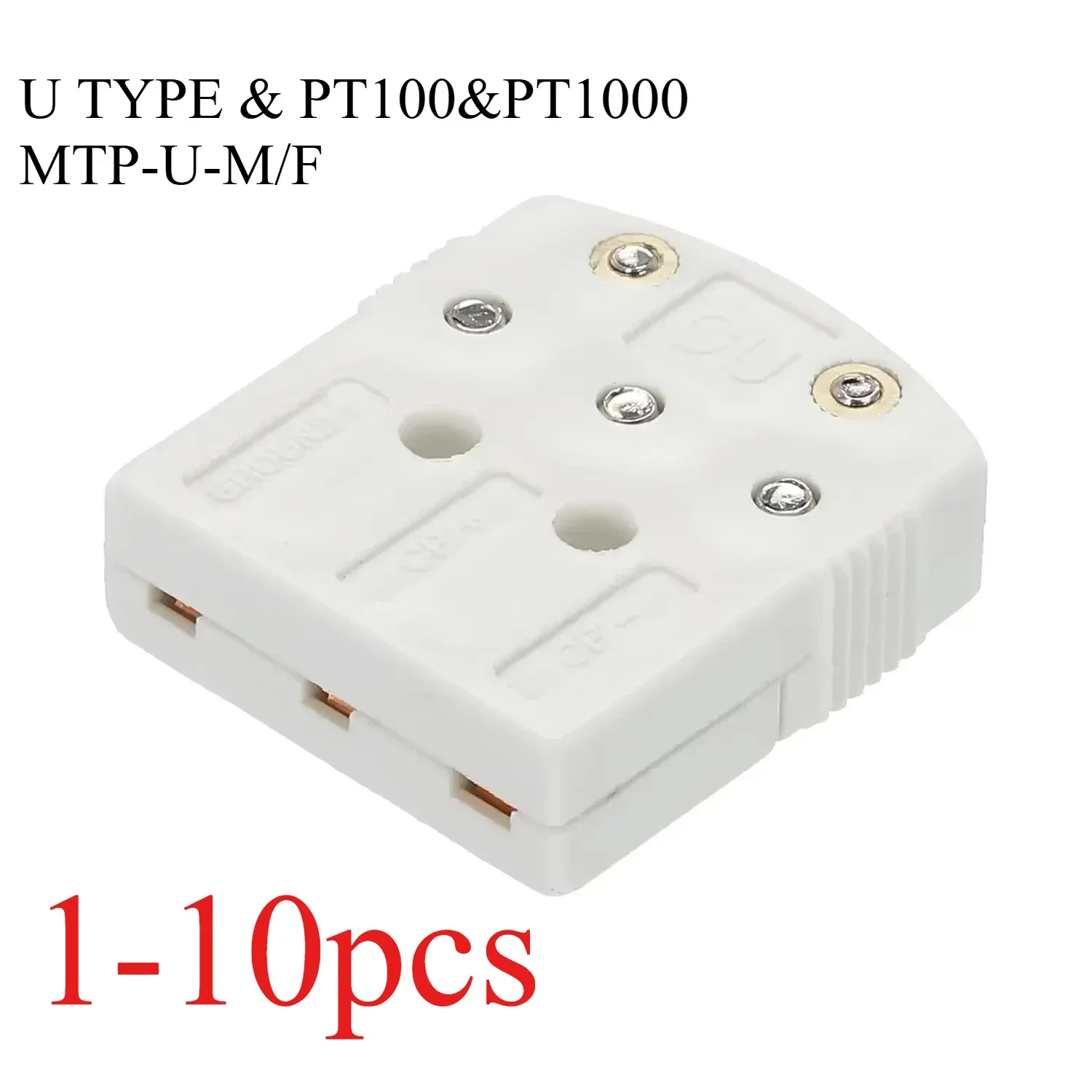 

2/6/10 шт. U-образные разъемы для проводов термопары PT100 MTP-U-M/F, адаптер с гнездом и 3-контактным плоским контактом, температура 220 ° C Белый