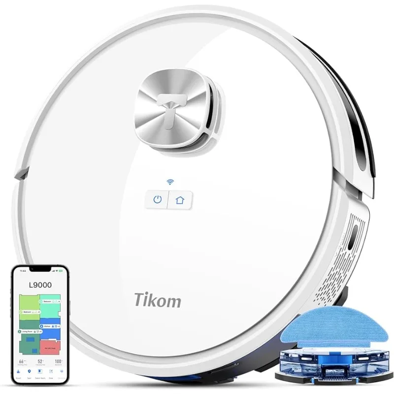 

Tikom Robot Vacuum and Mop Combo, LiDAR Navigation, L9000 Robotic Vacuum Cleaner, 4000Pa Suction, 150Mins Max, Smart Mapping,