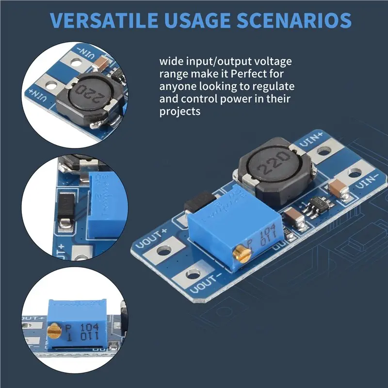 10PCS, MT3608, DC-DC Converter Set Boost Regulator Set Kit USB Power Module, 2V-24V To 5V-28V, 2A Output, Micro-USB-A68E