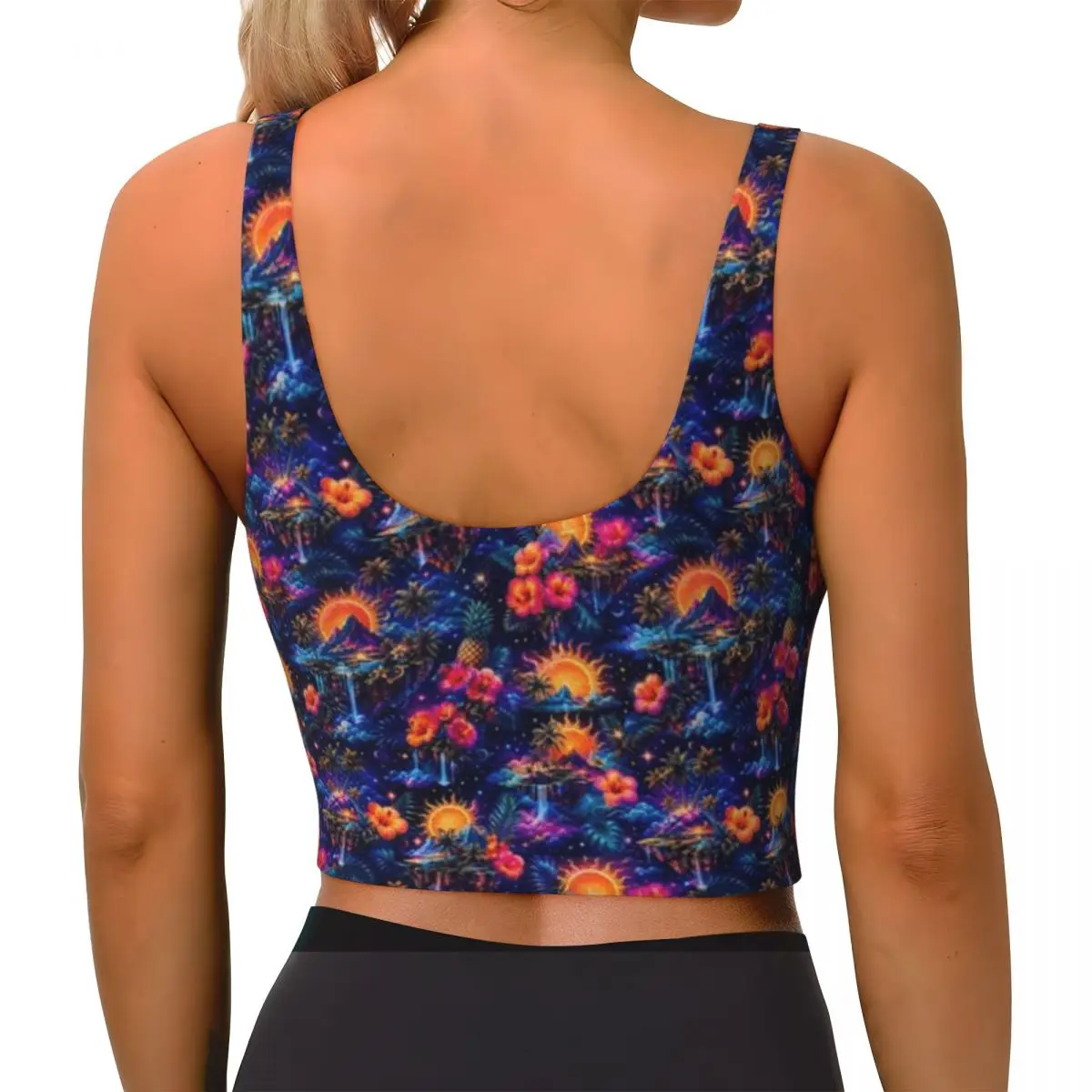 Off Shoulder Yoga Top Fantasy Hawaii Surreal Luminous Spa Leisure Wear Women Workout Top