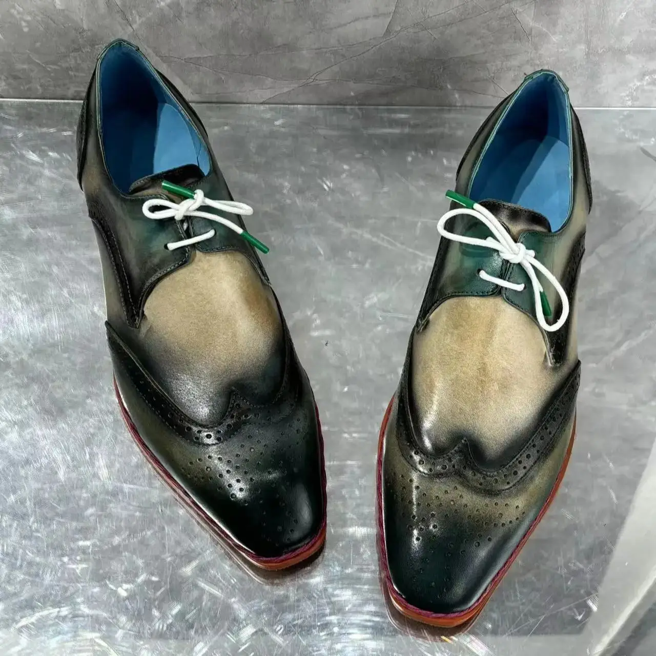 

Лоскутные цвета на шнуровке, деловые джентльменские туфли Zapatos Para, офисные банкетные свадебные туфли, новые кожаные мужские туфли-броги с мраморным узором
