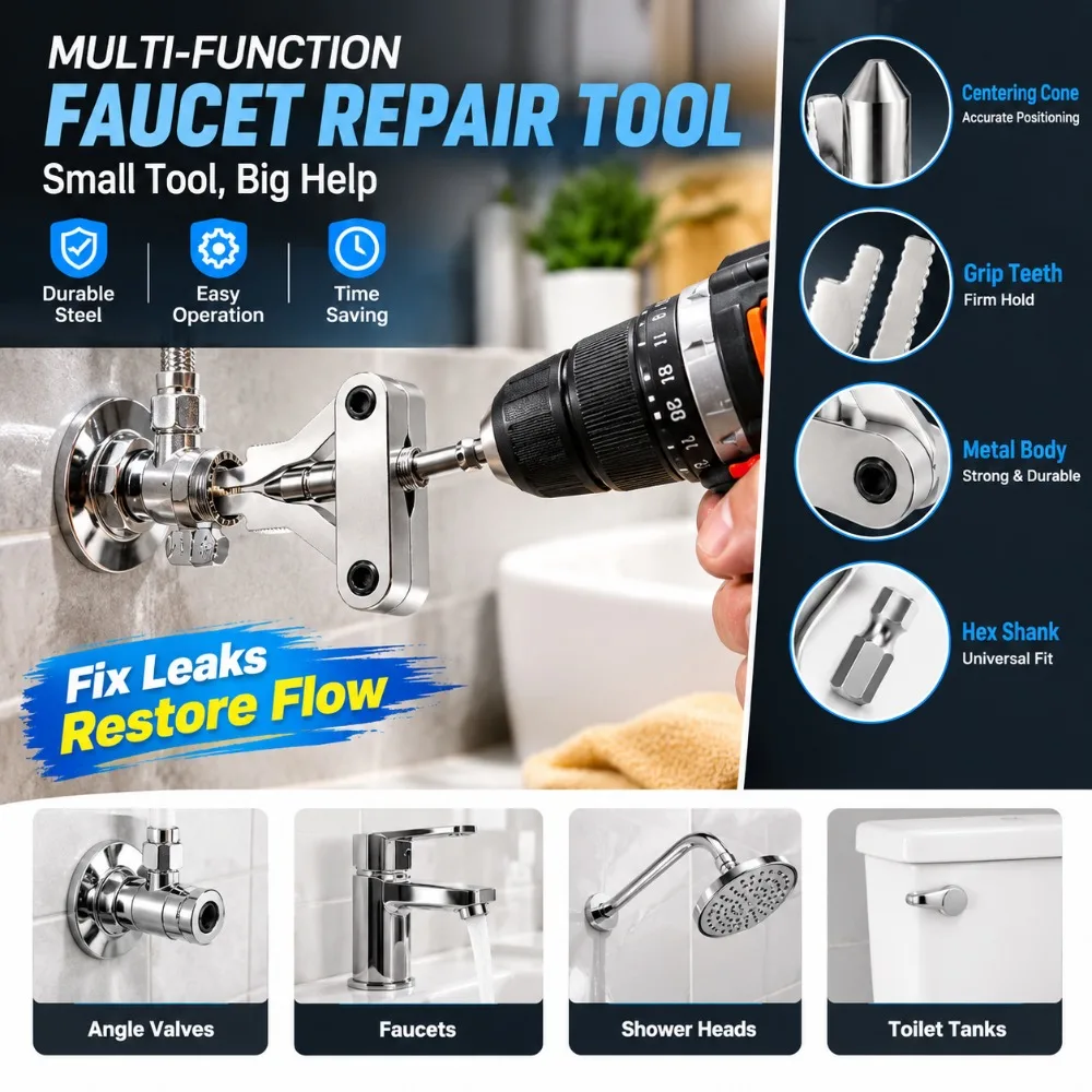 Faucet Stop Valve Broken Screw Extractor Set Pipe Removal Drill Tool for Plumbing Repair Half Three Quarter One Inch Fittings