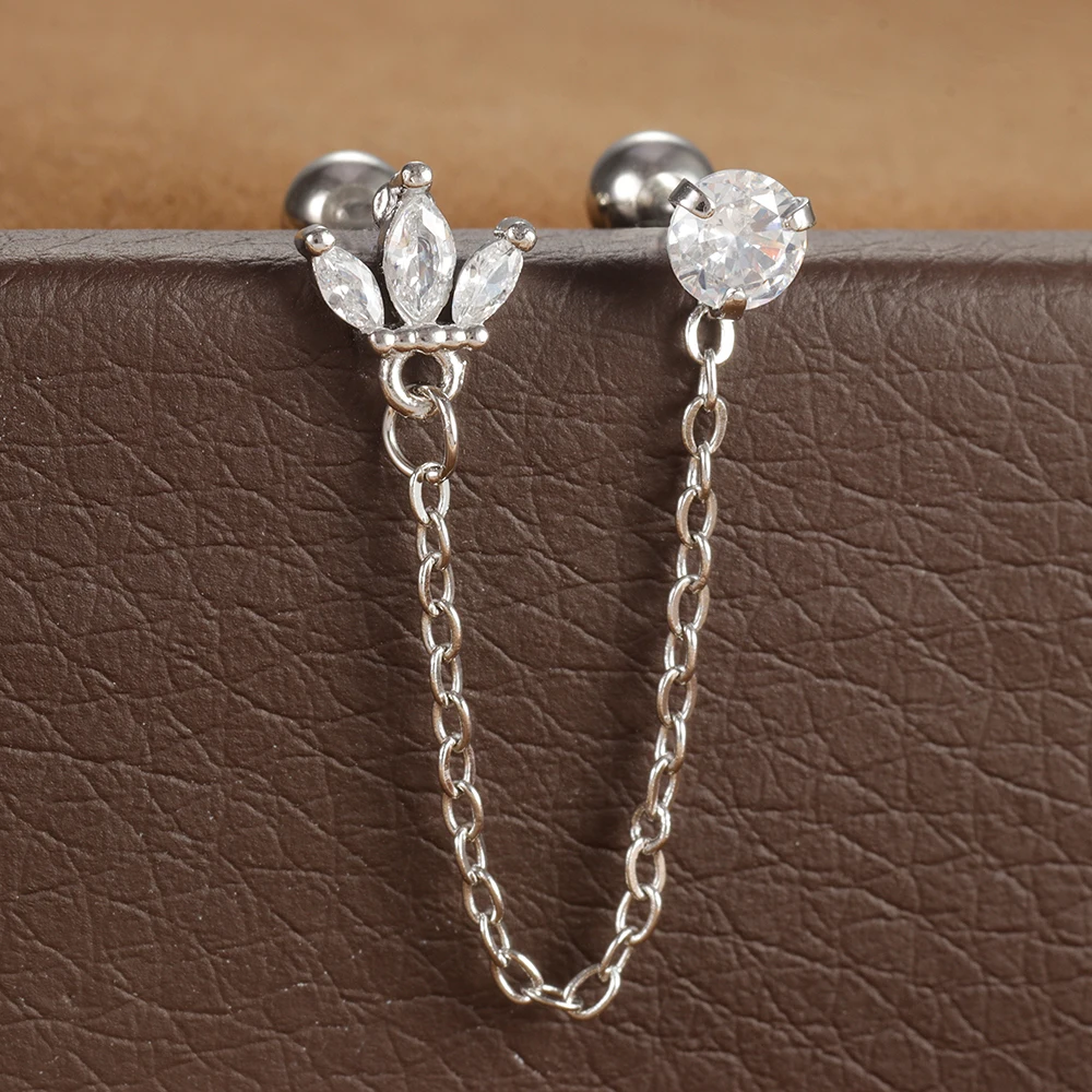 Women's 18K Gold Plated Zircon Crown Stud Earrings