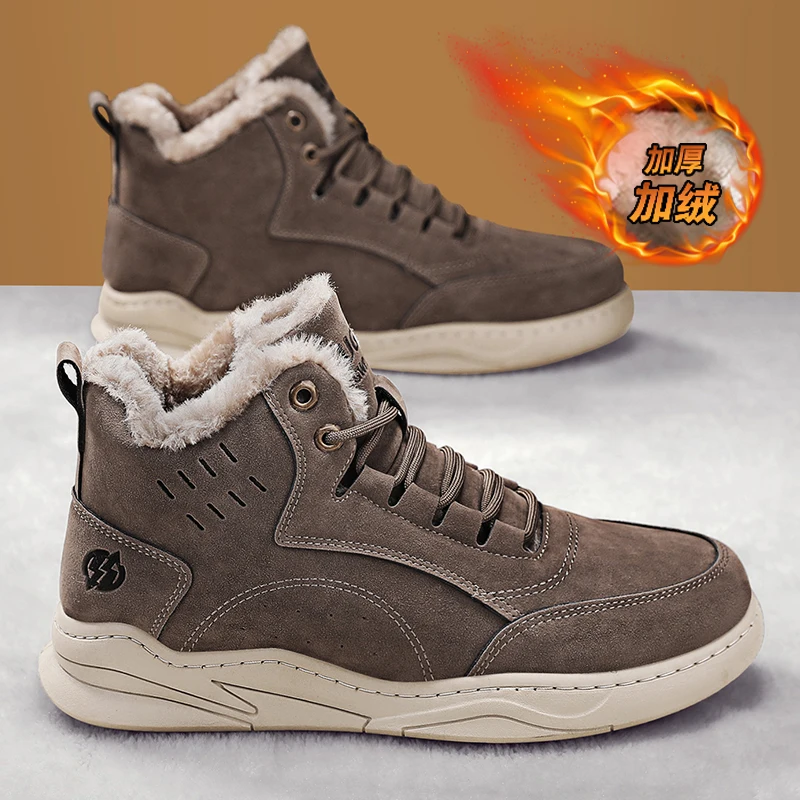 

Winter Mens Shoes Fur Warm Sneakers Casual Platform Leather Sport Hiking Designer Luxury Tennis Loafers Skateboard Outdoor