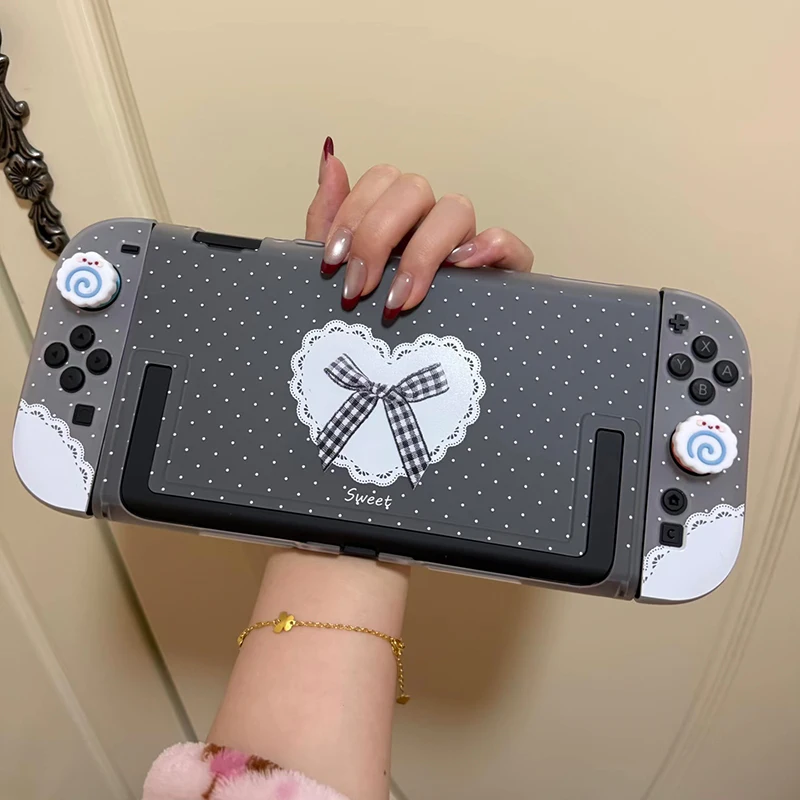 

Switch 2 Protective Case Cute Lace Bow Design Ns2 Transparent Protective Case For Nintendo Switch 2 Anime Game Peripherals Gift