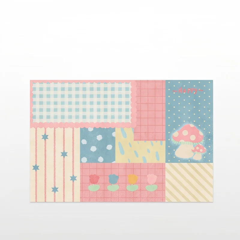 VIKAMA Dopamine Splicing Carpet, Bedroom Bedside Carpet, Cute Anti Slip Carpet, Living Room Macaron Floor Mat, Home Decoration