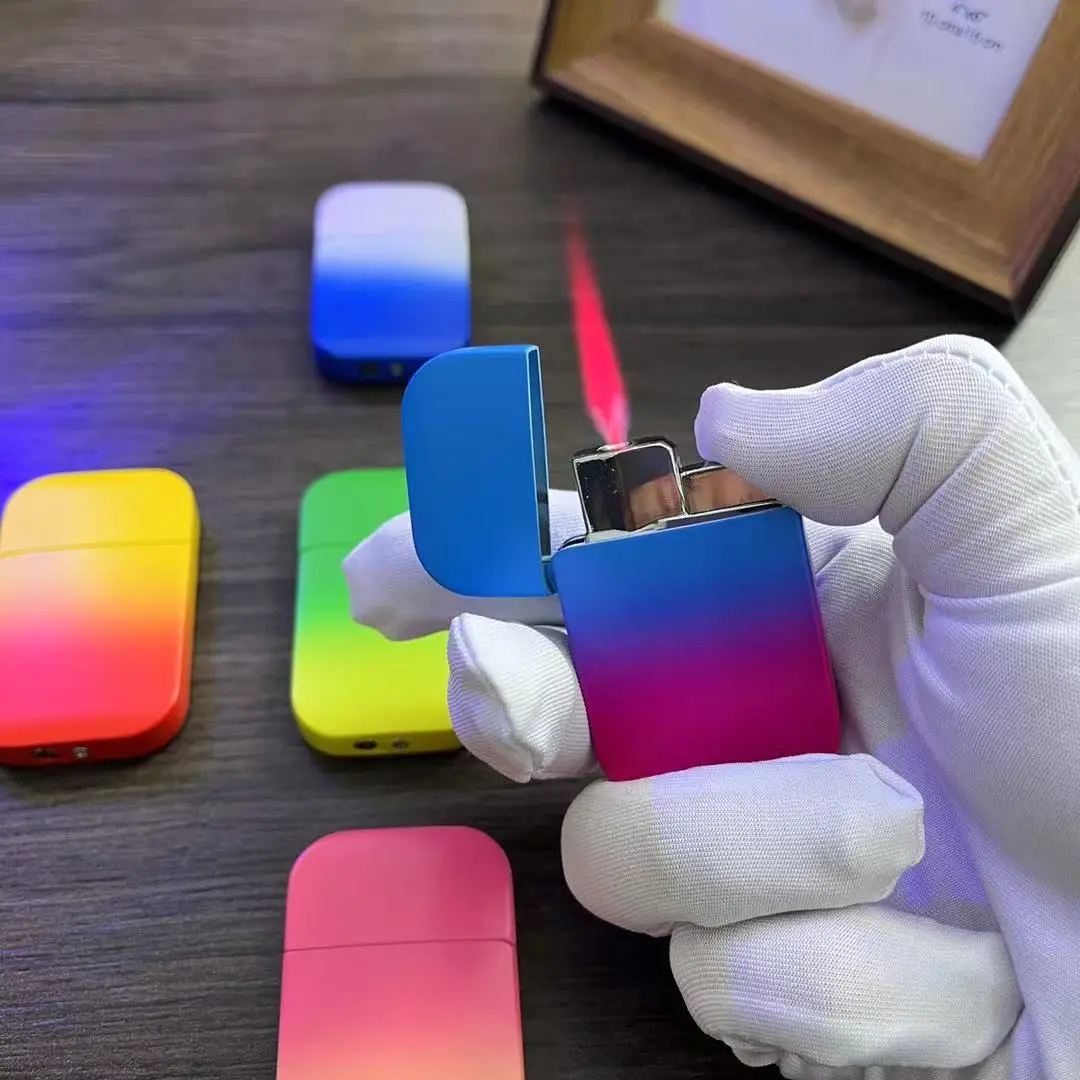

Hot Sale Gradient Colorful Butane Gas Metal Windproof Torch Lighter Cigarette Red Flame Turbo Smoking Accessories Women's Gift