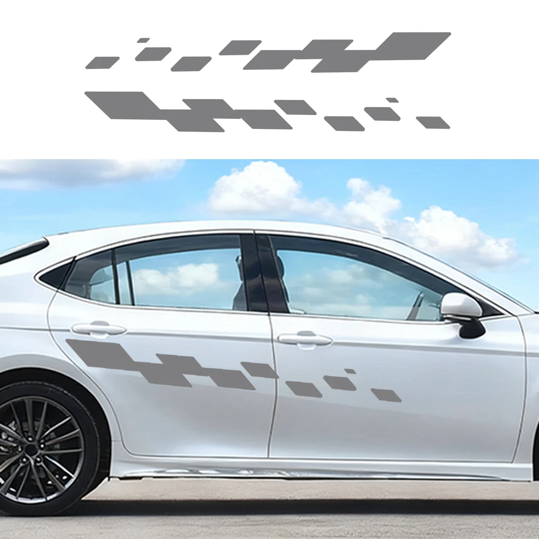 2pcs Car Door Decals Racing Checkered Vinyl Stickers Car Body Side Stickers Waterproof Self-Adhesive Paper view 3