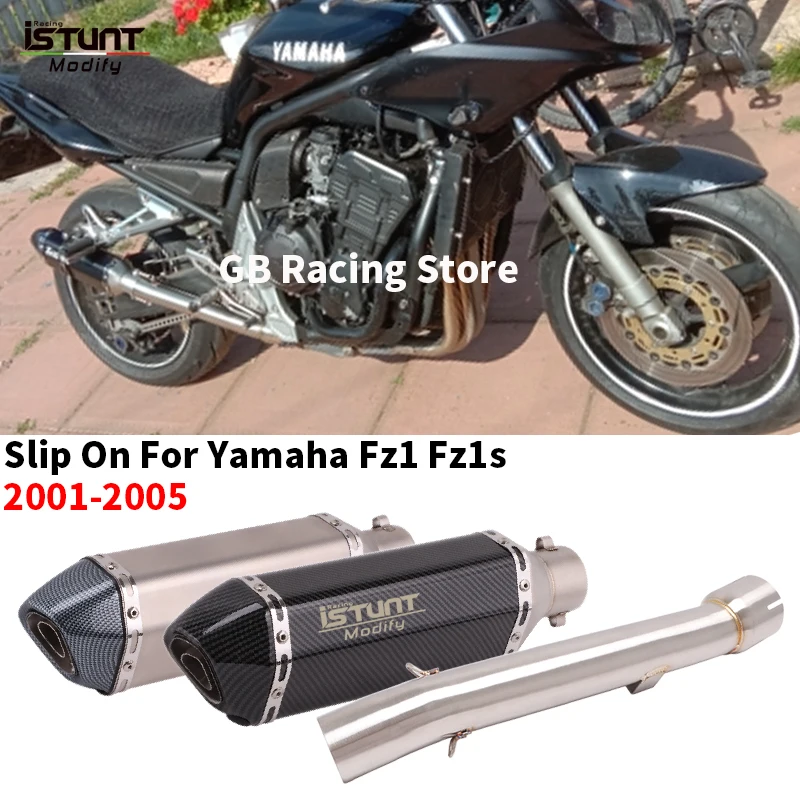 Slip On For YAMAHA YZF FZ1 FZ1S 2001- 2005 Link Middle Pipe Escape Moto Motorcycle Exhaust Motorbike with Muffler Espace Moto