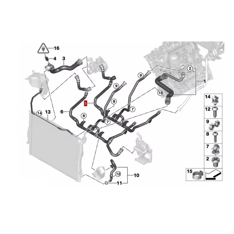 17127548222 3 سلسلة E90 320i 18i 320i 118i جهاز تسخين خط الأنابيب ارتداد الأنابيب ترموستات #2