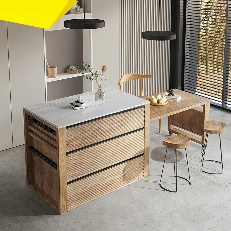 

A57 Кухонный барный стол из цельного дерева, обеденный стол, встроенный выдвижной гостиной, каменная плита, островный стол, шкафчик, чайный шкаф