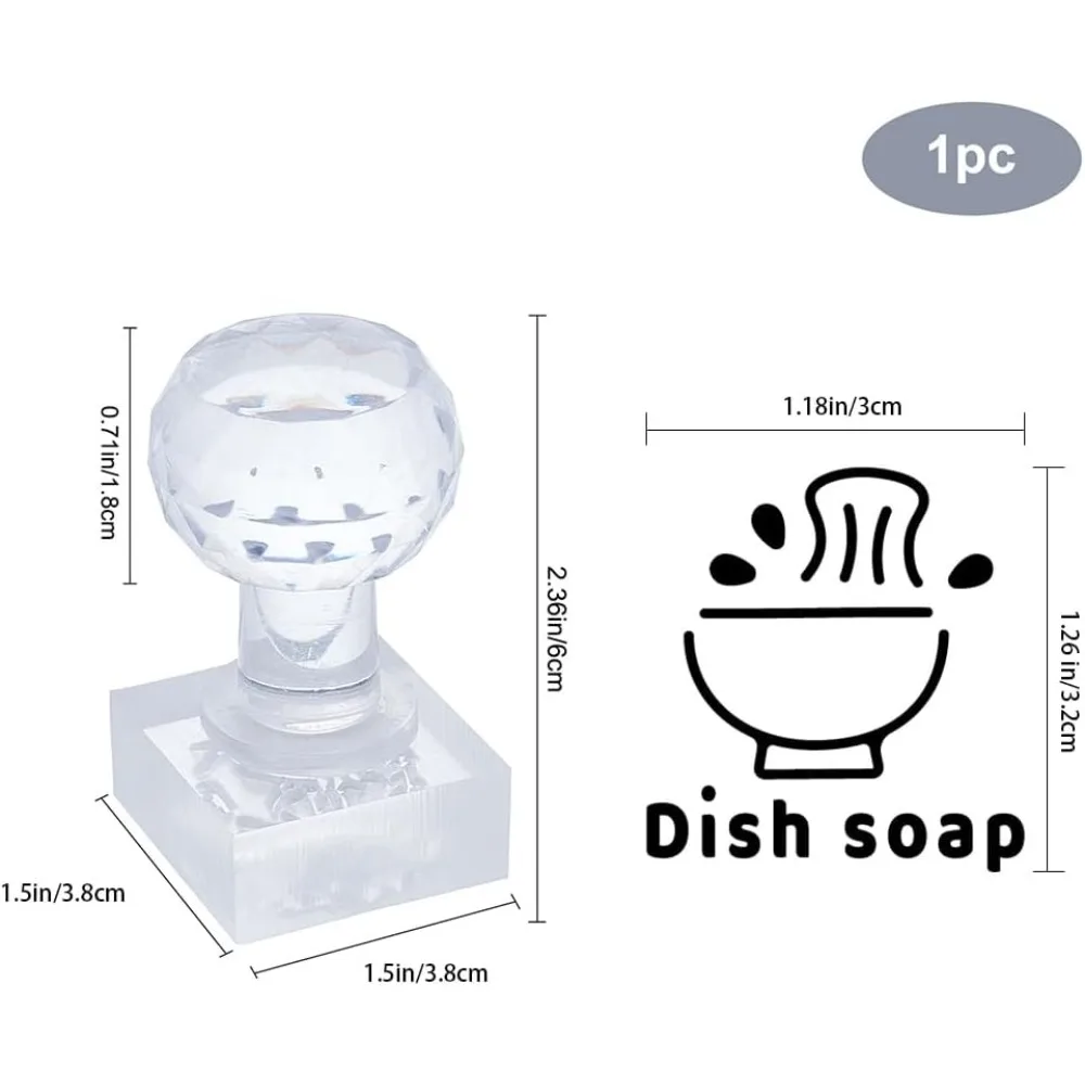 Clear Acrylic Soap Stamps with Big Handles DIY Soap Molds Supplies Food 60x35x33mm Pattern: 30x32mm view 2