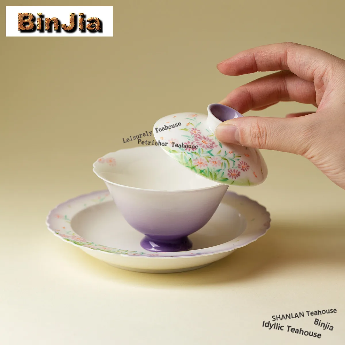 100ml Gradient Ramp Hand-painted Flower Gaiwan Handmade Tea Tureen Tea Bowl With Lid Kit Tea Maker Cover Bowl Drinkware Craft
