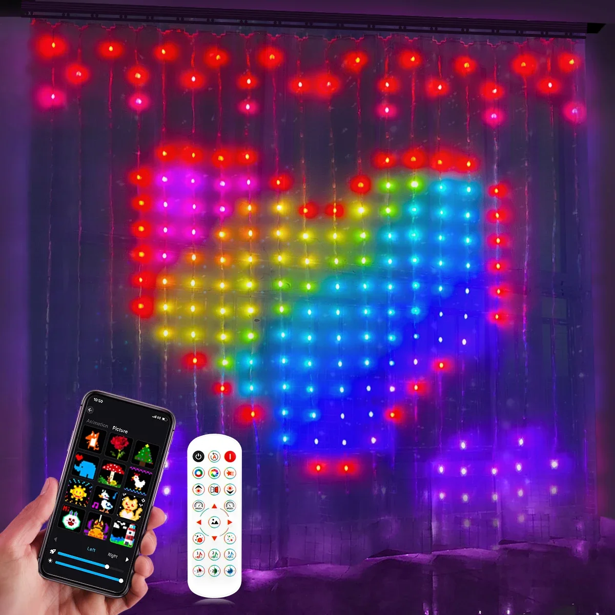 400 المصابيح RGB حلم اللون بكسل الستار سلسلة أضواء زينة عيد الميلاد USB 5 فولت الذكية بلوتوث APP التحكم عن بعد لتقوم بها بنفسك نمط الصورة