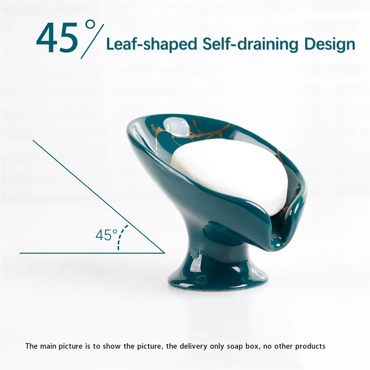 The New Soap Dish, Ceramic Soap Holder Self Draining Marble Look Leaf-Shape Soap Dishes for Bathroom,Green