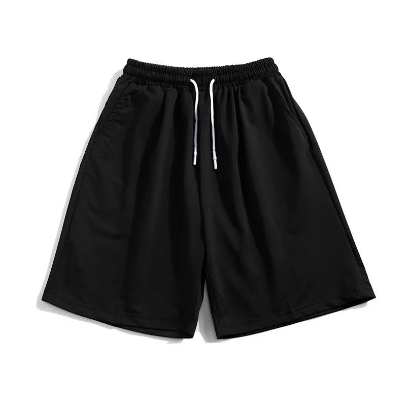 Summer New Y2K Solid Color Cotton Loose Men's Sports Pants Shorts Street Wear Simple Drawstring Straight Casual Shorts Male - Image 4