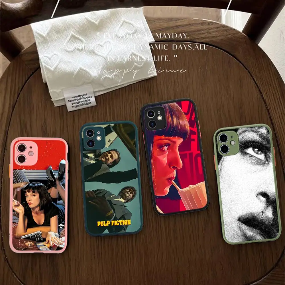 Movie P-Pulp F-FictionS Phone Case For Iphone 16 14 15 16 13 12 11 16 Pro Max X XS MAX Plus Cover Matte TPU