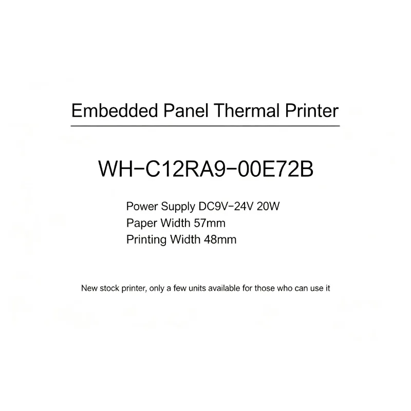 Industrial Embedded Thermal Printer WH-C12R9-00E72B Panel Mount RS232 With Cutting Blade