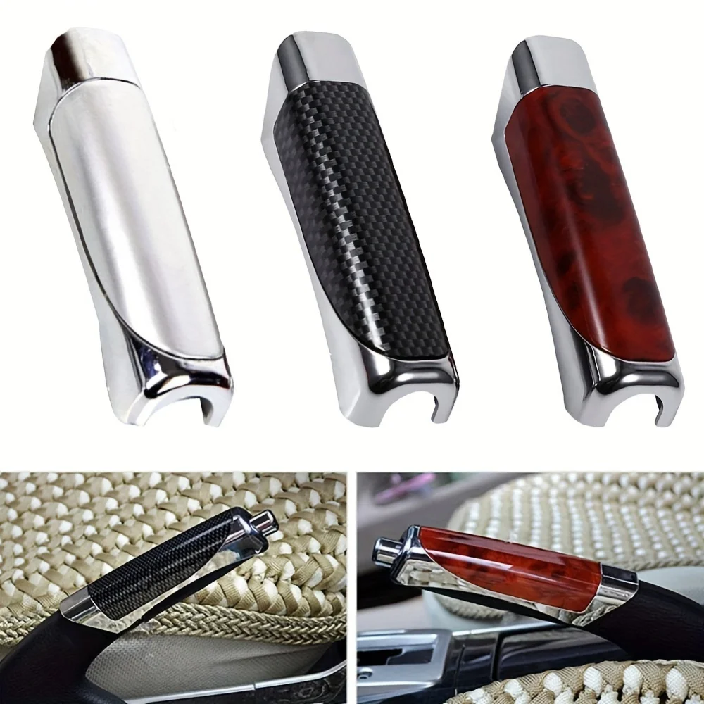 Universal Car Handbrake Protect Cover Styling Wooden Carbon Fiber Decor High Quality ABS Smooth SUV Interior Accessory