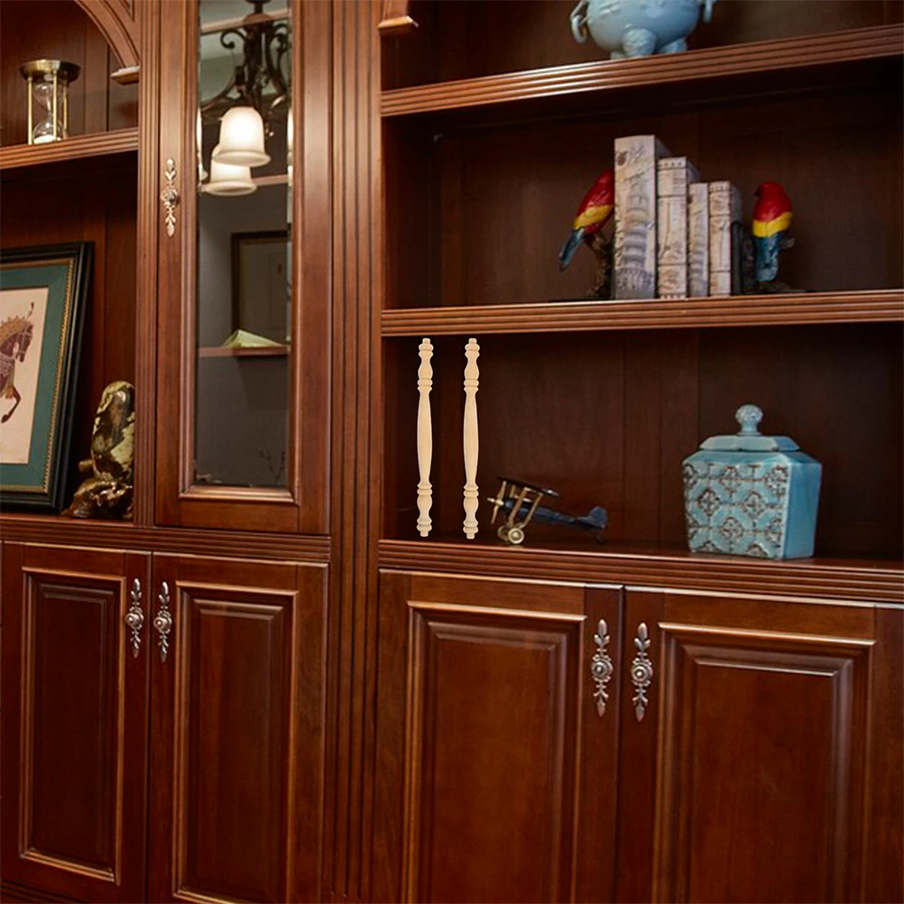 4 pcs Wooden Spindles For Furniture Roman Column Baluster Unfinished Wood Craft Spindles Staircase Balusters Replacement Chair