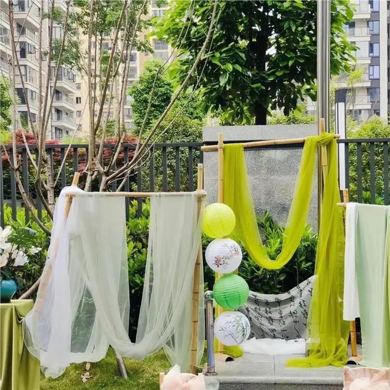 Olive Green Light Forest Soft Gauze Drapery Transparent Mesh Fabric for DIY Wedding Veil Party Backdrop Curtain  Chair Decor