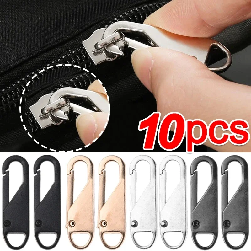 1-10 pièces Tirettes de fermeture éclair, Réparation instantanée de fermeture éclair, Remplacement de boucle de sac, Tête de fermeture éclair pour sac de voyage et valise, Artisanat de couture DIY