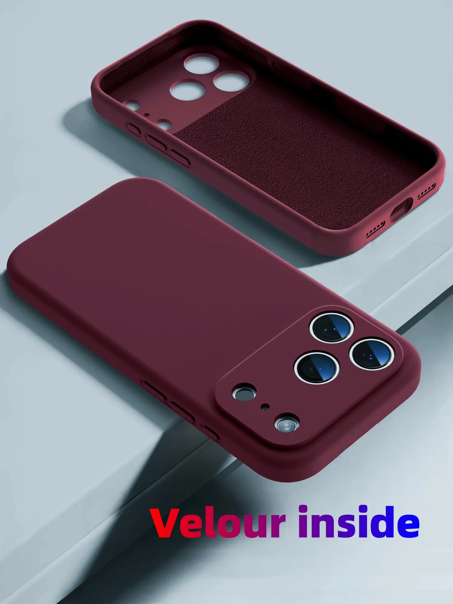 Modische, einfarbige, stoßfeste, schützende Flüssigsilikon-Handyhülle für iPhone 17 Pro Max/17 Pro/17/Air – Detail 3