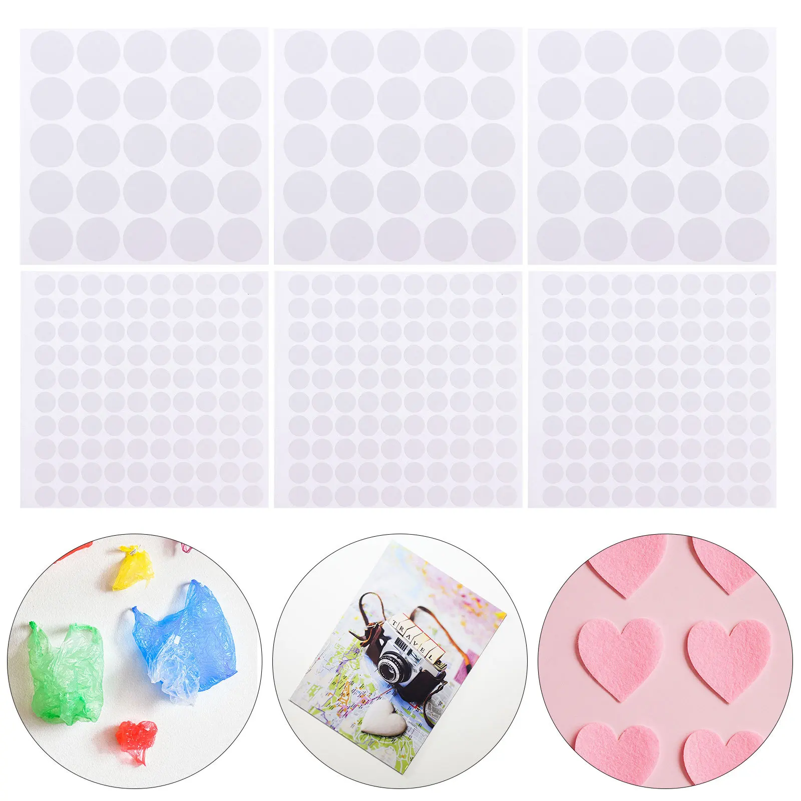 

20 Sheets Multi-Purpose Double Sided Tape Adhesive Dots Round Sticky Mounts for DIY Craft Scrapbook Decoration Dual-Adhesive