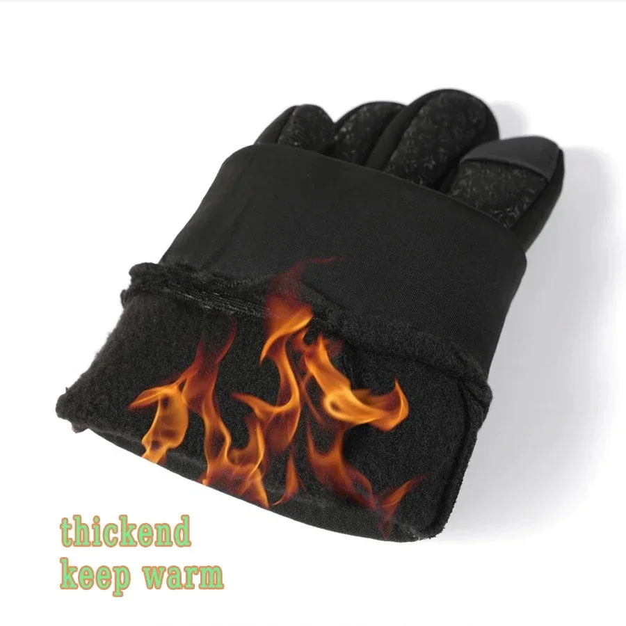 1 Pair Winter Gloves Back Anticollision Water Repellent Touchscreen Warm Fleece Anti-Slip for Men and Women