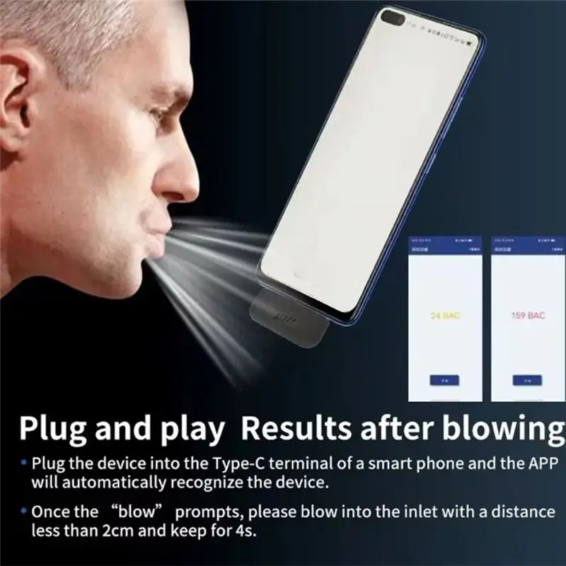 Blowing Breathing Tester Portable Alcohol Tester Mini Alcohol Detector With Intelligent Interaction Only 7.5G-X67A