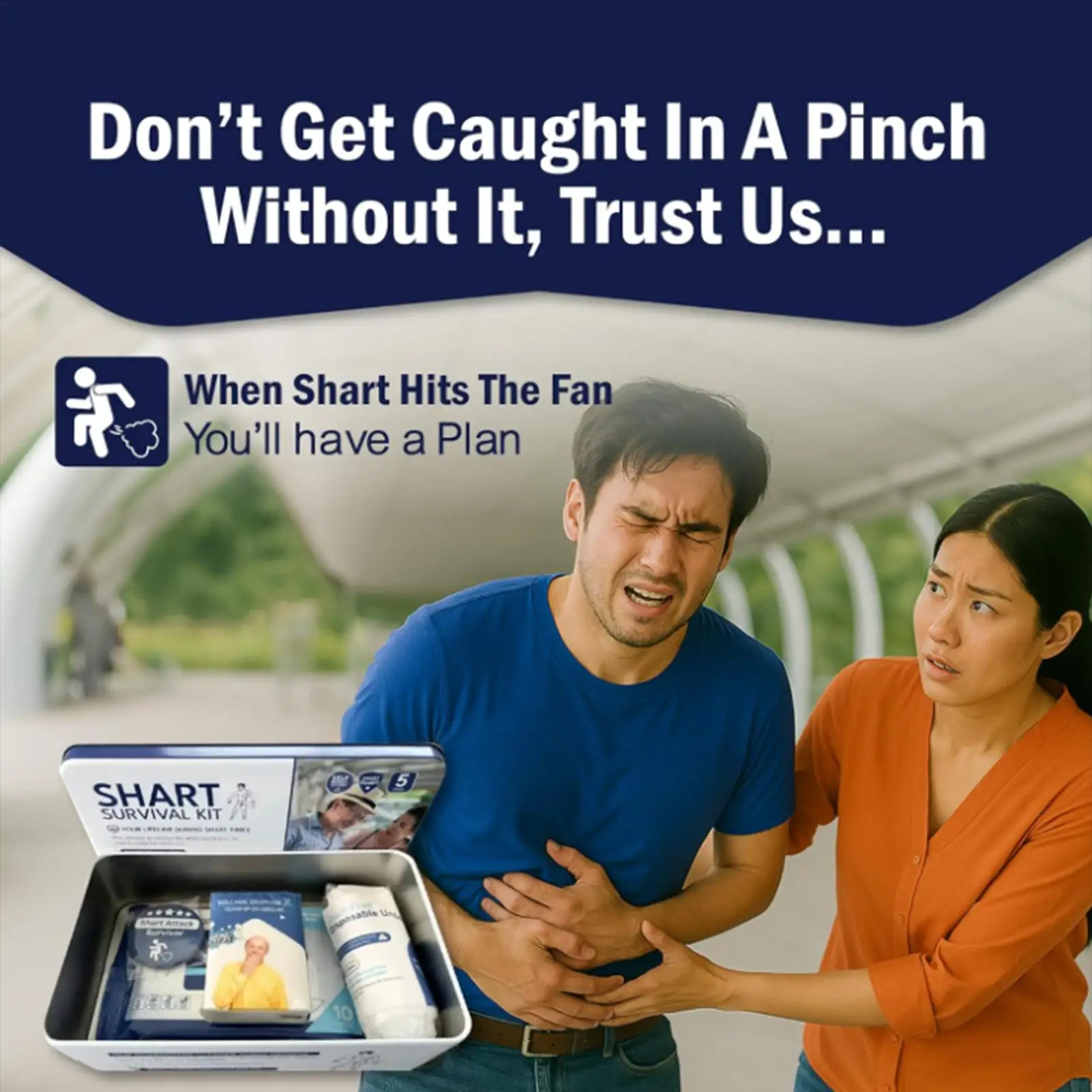 Set di sopravvivenza per cacca Kit di sopravvivenza per scherzi di cacca compatto e esilarante per marito, uomini, amici di famiglia, adolescenti, adulti, compleanno, Natale