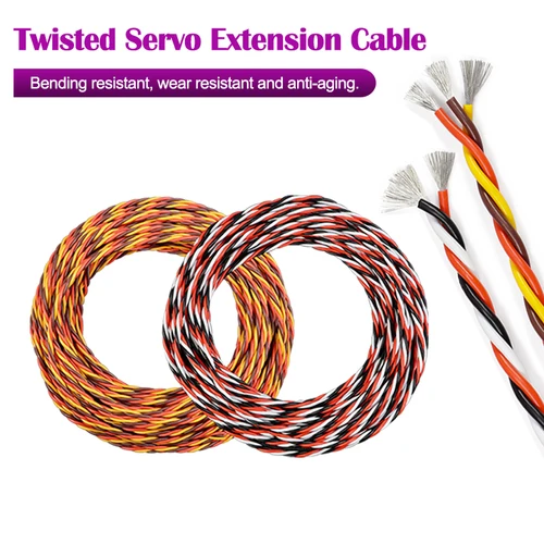 Cable trenzado de extensión Servo de 1 ~ 50m, 26/22AWG, 30/60 núcleos, accesorios para aviones RC, Cable trenzado JR Futaba, Cable de cobre