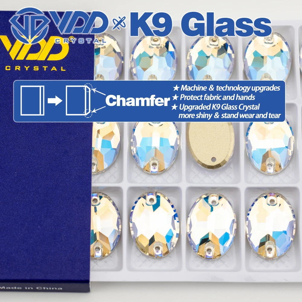 VDD S256 Moonlight Oval AAAAA Top-Qualität K9 Glas aufnähbare Strasssteine, flache Kristallsteine zum Aufnähen für Kleidungsdekorationen – Detail 2