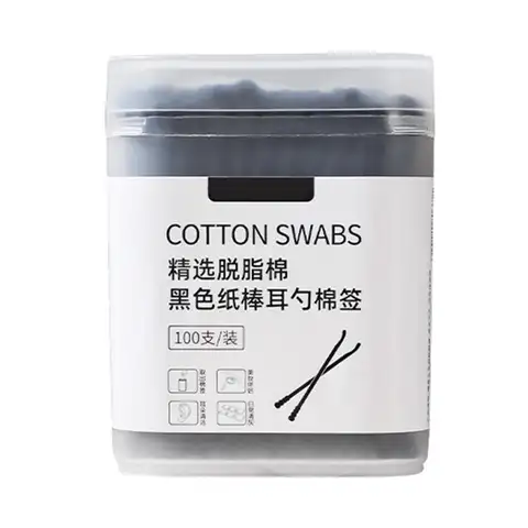 1 상자 메이크업 면봉 그레이트 블랙 컬러 화장품 면봉 메이크업 나선형 면봉 귀 청소 가제트 가정 용품