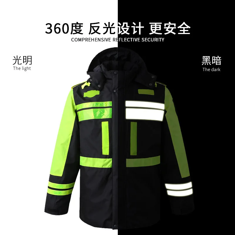 Winter Safe Riding Reflective Thickened Inner Tank Raincoat Jacket Oxford Cloth Waterproof Windproof Coat With Printed Logo