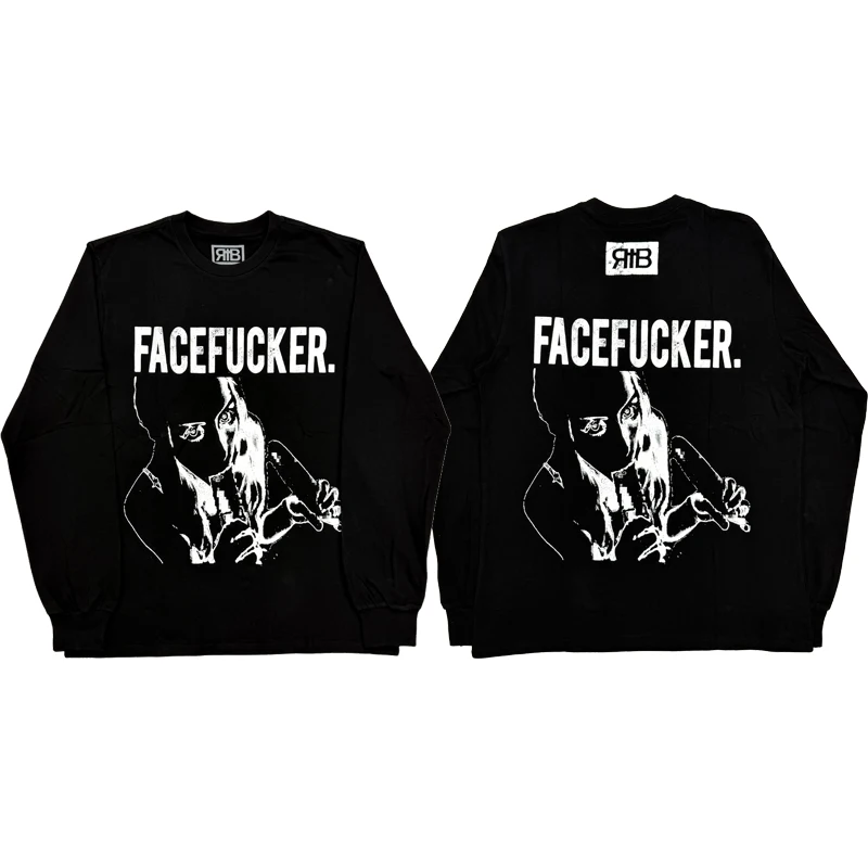 

Футболка с длинным рукавом и принтом, из чистого хлопка, приталенного кроя, повседневная, с круглым вырезом, с буквенным узором, мужская и женская, удобная, дышащая.