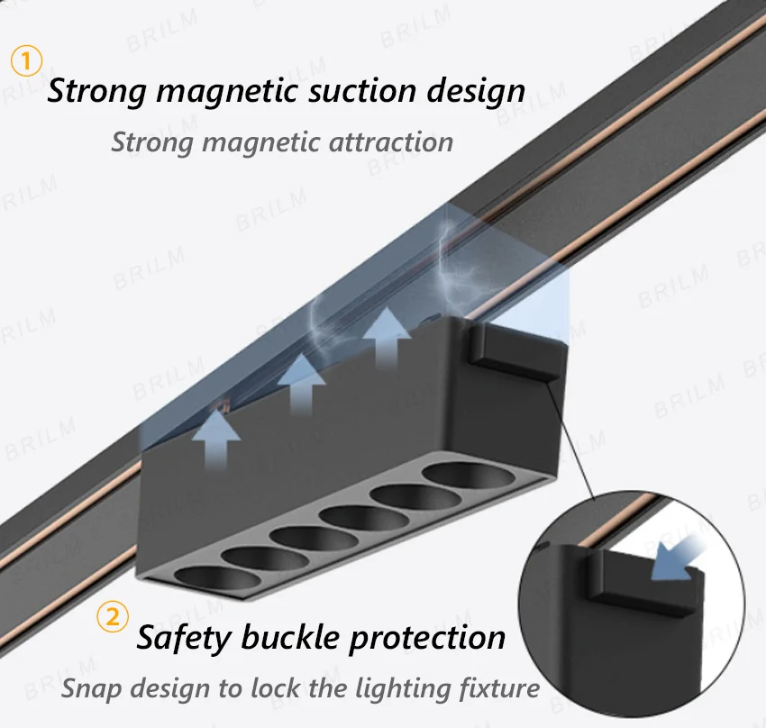 Luz de pista magnética ultrafina, Riel de techo montado en superficie, Smart-Home, punto de rejilla de inundación, lámpara LED moderna, blanco y negro, DC48V, 6mm