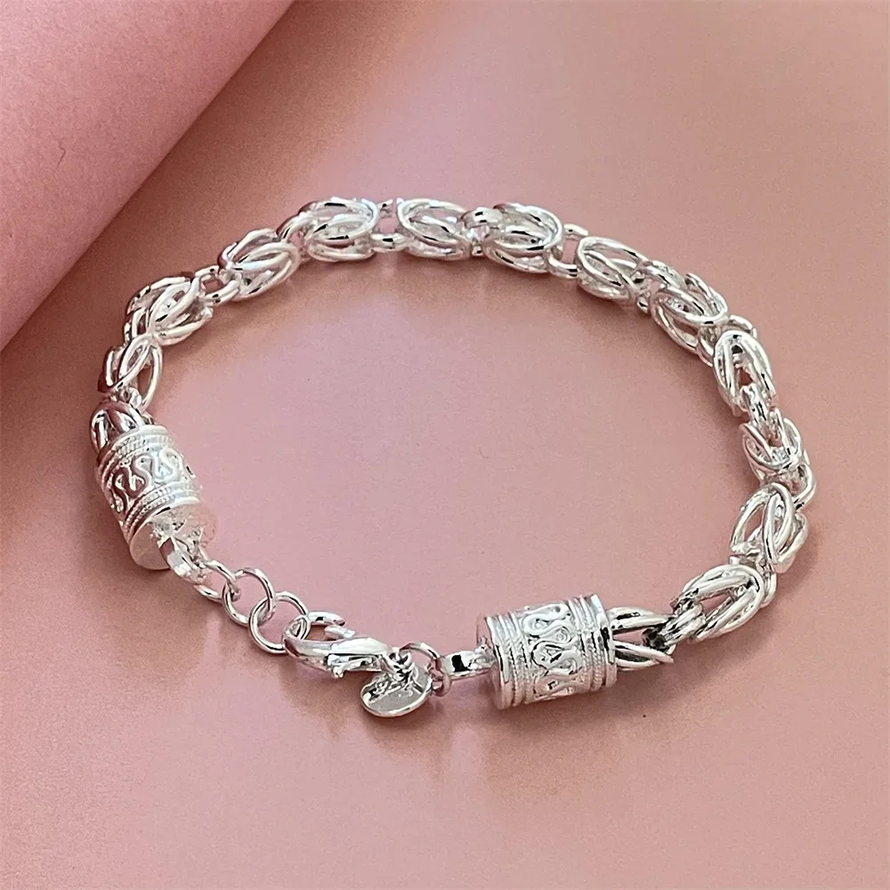 Original 925 Sterling Silver 8 Inch Simple Bracelet Oriental Culture Jewelry Item