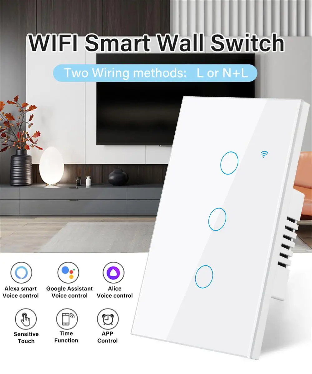1/2/3/4 gang TUYA WiFi Smart Touch Switch Home Wall Button for Alexa and Google Home Assistant
