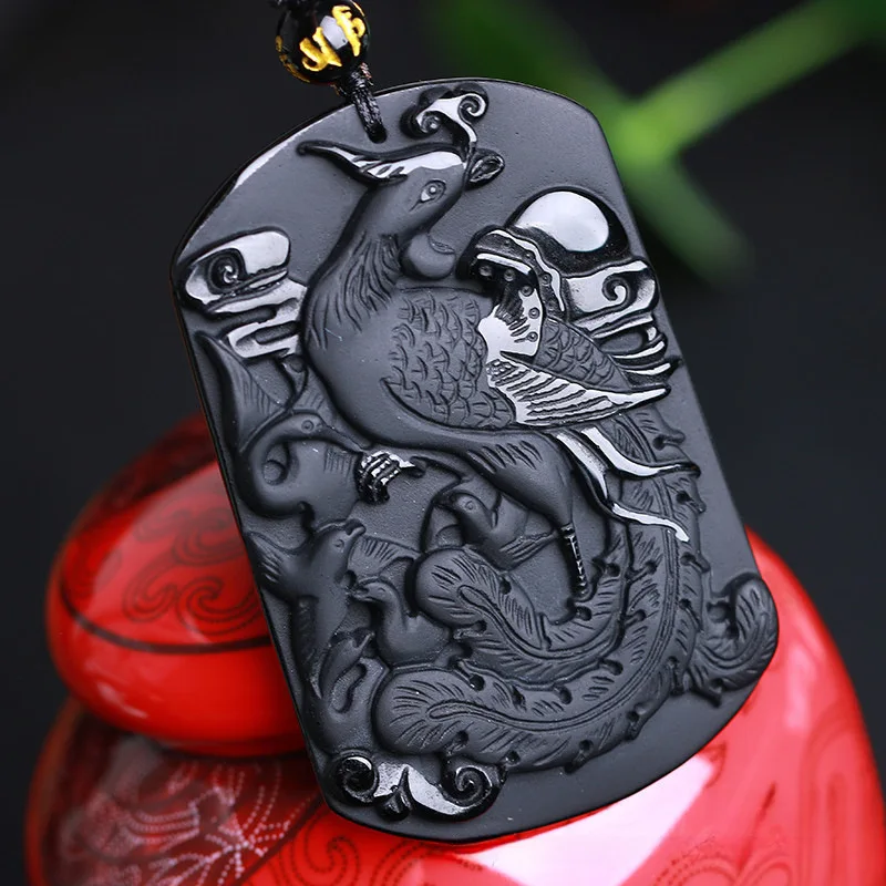 AMexico матовый обсидиан Zhuque благословение Fengming Jinshan кулон Fengming девять дней кулон кулон с фениксом