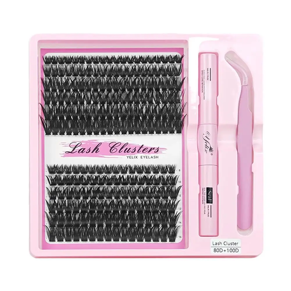 DIY Valse Wimpers Clusters Extensions Kit 30D40D Mix Lash Clusters Met Lijm Pincet Make-Up Tool
