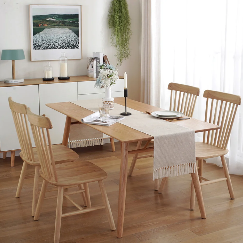 

Farmhouse Rustic Cotton Woven Tassel Table Runner Nordic Dining Table Decor Household Tablecloth Tassel Tablecloth Decoration