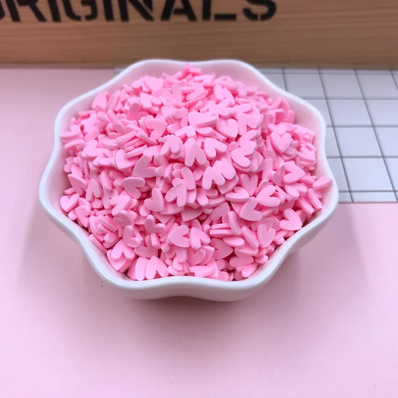 50g/lot Hot Selling Clay Sprinkles, Colorful Heart Slice for Crafts Making, DIY, Scrapbooking