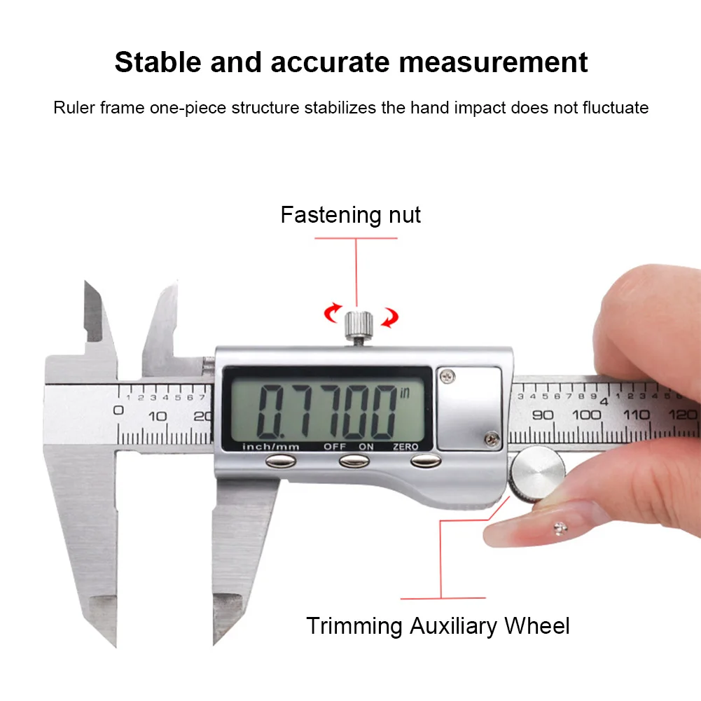 150mm/6Inch Digital Caliper Measuring Tool Easy Switch From Inch Metric Fraction Digital Micrometer Pachymeter for DIY/Household