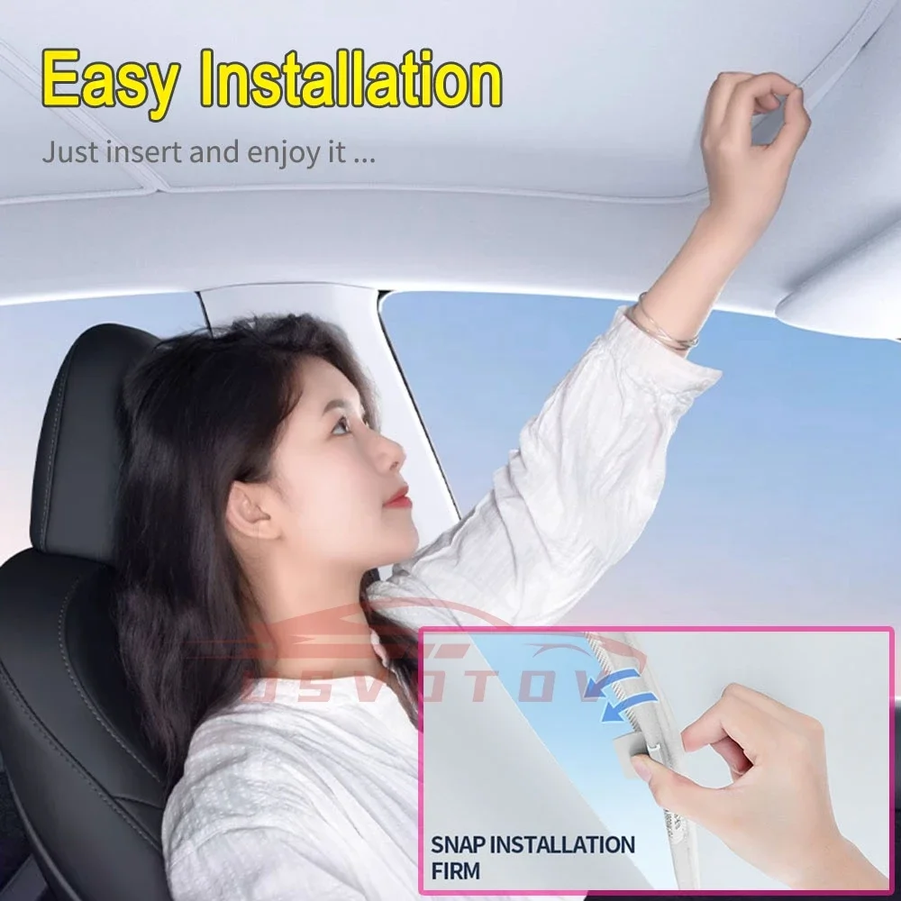 새로운 Tesla Model 3 Y Launch 2021-2025 Sun Shades 유리 지붕 차양 전면 후면 선 루프 채광창 아이스 천 버클 액세서리 썸네일 5