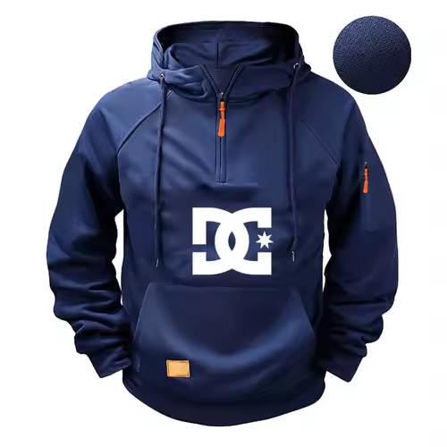 New men's fashion zippered pullover, long-sleeved sweatshirt, casual autumn sweatshirt, multi-pocket spring and autumn style - Image 2
