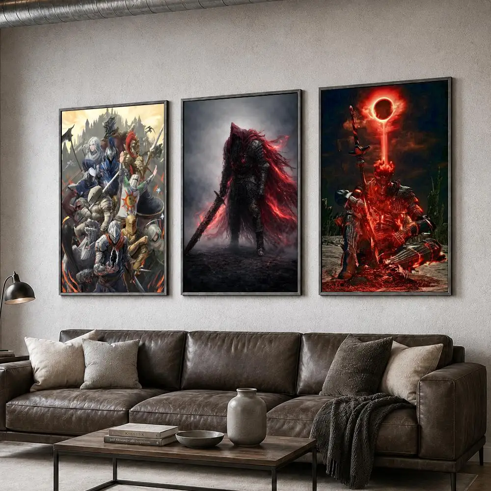 Game Dark Souls Gothic RPG Boss Fantasy Medieval Poster  PP Self Adhesive Home Garage Dorm Bar Wall Decor Aesthetic Retro Gift