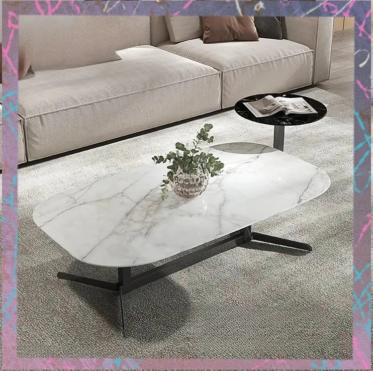 Y   Minimalist Marble Rectangular Coffee Table