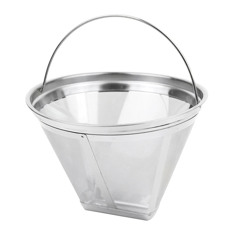 

Reusable Basket Permanent Metal Coffee Maker Filter Cone Stainless Steel Funnel Dripper Non-slip Strainer Dropship