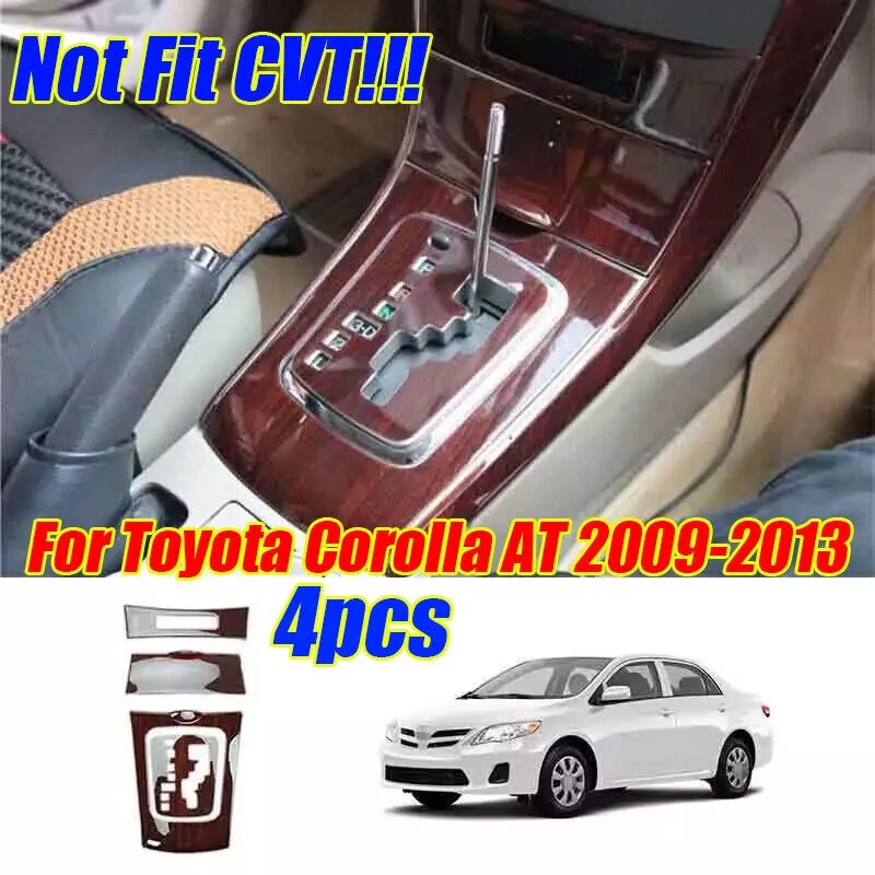 For Toyota Corolla AT 2009-2013 Glossy Wood Grain Console Gear Shift Panel Cover